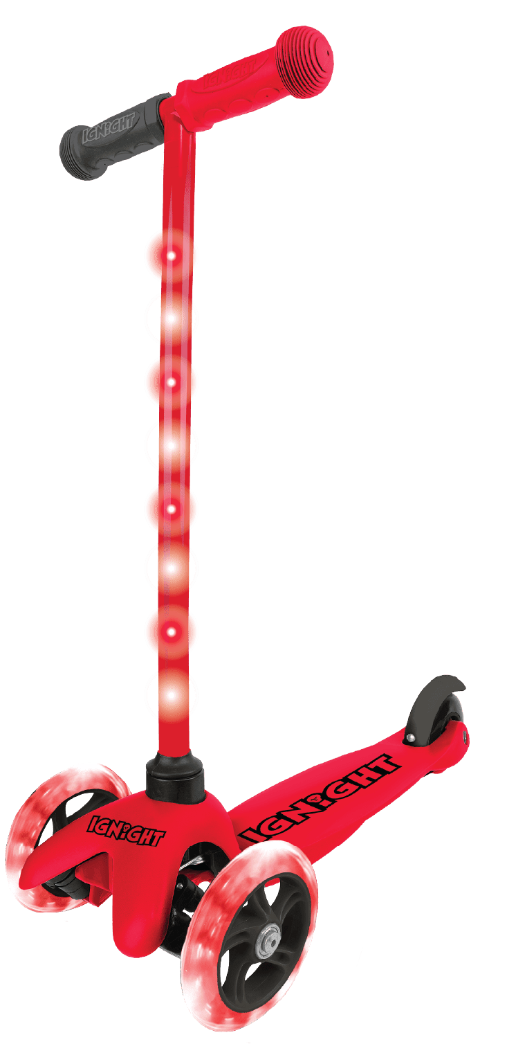 Ignight 3 Wheel Red Scooter with Light up Wheels & Tbar, for Unisex