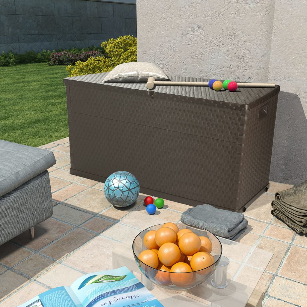 Kepooman Outdoor Patio PP Rectangle Storage Box for Deck Garden, Brown Kepooman Outdoor Patio PP Rectangle Storage Box for Deck Garden, Brown