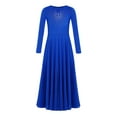 thumbnail image 3 of Zaldita Kids Girls Praise Dance Dress Long Sleeve Liturgical Lyrical Robe Worship Church Maxi Swing Skirt Dancewear Royal Blue 8, 3 of 7