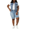 thumbnail image 2 of Unique Bargains Women's Plus Size Trucker Zipper Front Denim Jacket Vest, 2 of 7