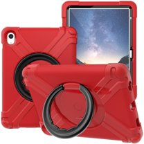 Dteck iPad 10th Generation Case 10.9 Inch 2022, Heavy Duty Shockproof Protective Case for Kids with 360 Rotating Handle Grip Stand for Apple iPad 10th Gen 2022,Red   Black