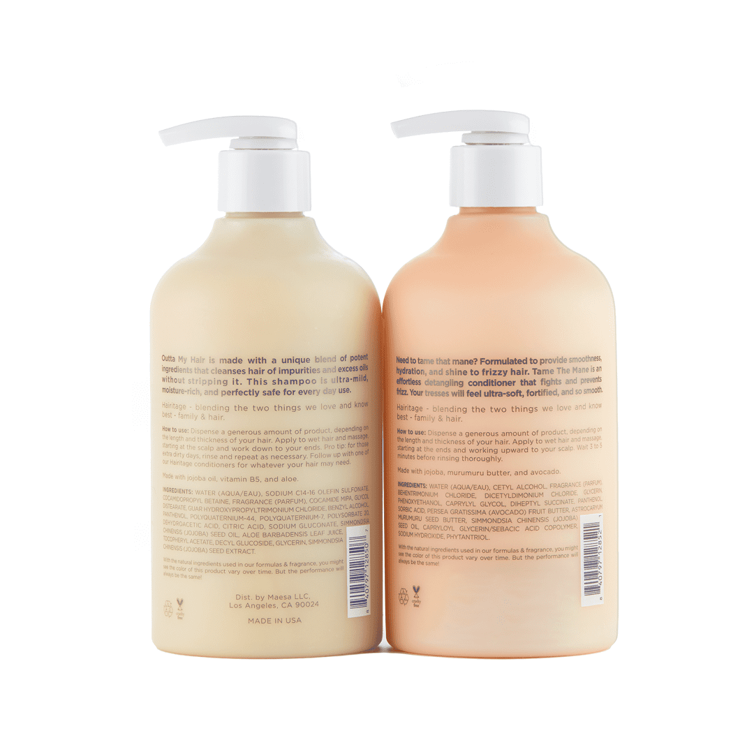Hairitage Outta My Hair Sulfate Free Shampoo and Conditioner Set, Color Safe + Anti Frizz Curly Hair Products, 13 fl oz​