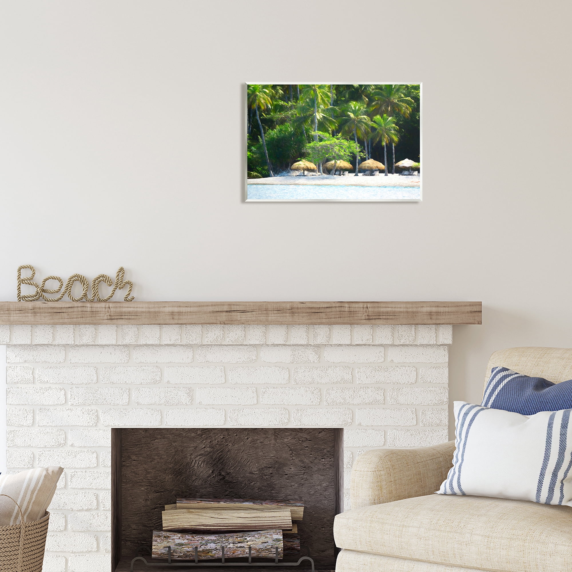 Stupell Industries Tropical Summer Beach Canopies Coastal Photography Unframed Art Print Wall Art