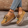 thumbnail image 4 of Viluyesy Womens Thick Sole Flats, Suede Leather Comfortable Lace Up Fashion Retro Loafers Shoes Brown US9.5, 4 of 8