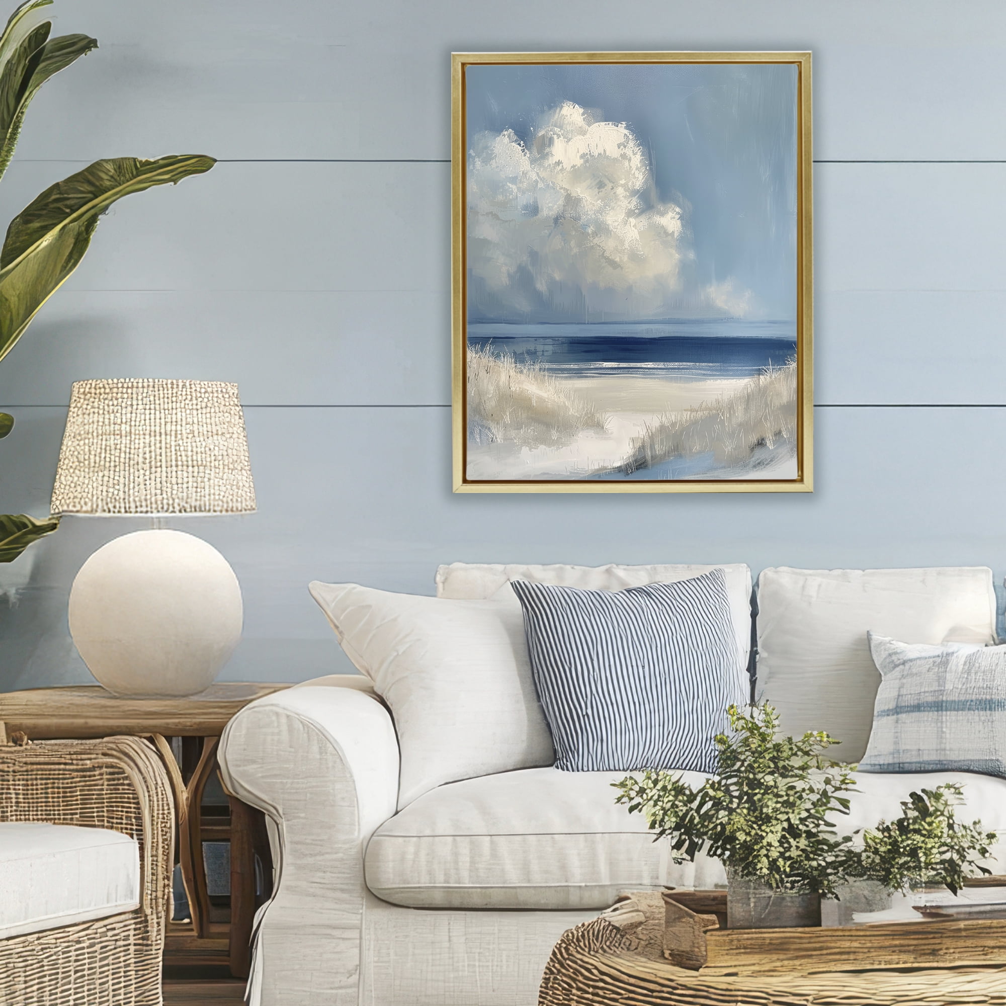 Stupell Industries Dark Waters Ahead Gold Framed Floater Canvas Wall Art, design by Petal Prints Design