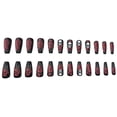thumbnail image 5 of 24Pcs Halloween Press On Nails Rose Skull Gothic Style, Dark Glossy Fake Nails with Intricate Floral and Skeleton Design, Medium Length Reusable False Nail Tips for Women, 5 of 9