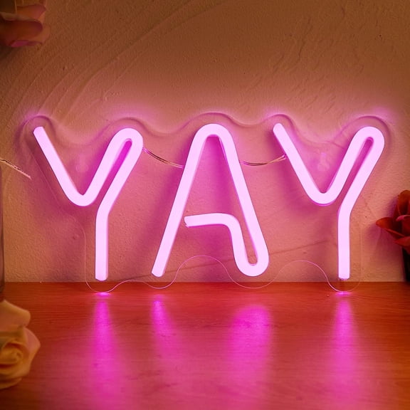 LED Neon YAY Cute Neon Sign, USB Powered Neon Signs Night Light, 3D Wall Art & Game room Bedroom Living Room Decor lamp Holiday Gift for Children Kids Girl