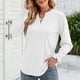thumbnail image 2 of Blusa Cuello En V Puños Con Volantes Manga Larga Color Puro Tops Casuales De Moda Para Mujer Blanco XL, 2 of 6