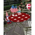 4th of July Round Fitted Tablecloth with Elastic Red Stars Patriotic ...