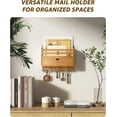 thumbnail image 2 of Modern Farmhouse Mail Organizer with Drawer Organizer - Rustic Key and Mail Holder for Wall with 7 Key Hooks for Apartment Essentials - Aesthetic Home Decor (Light Brown), 2 of 12