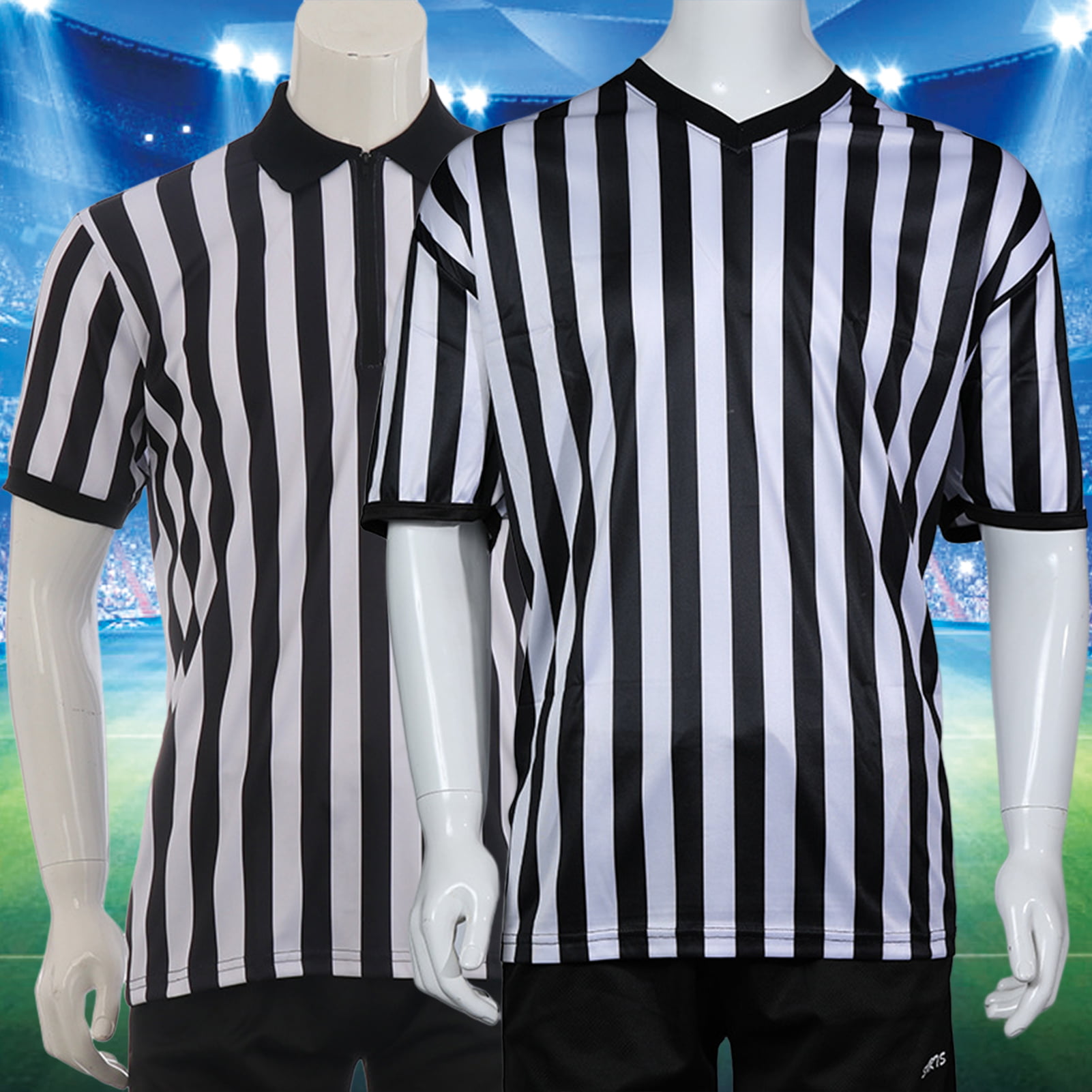  Tchumum Referee Shirt Men Womens Soccer Ref Costume Jersey,  V-Neck Striped Professional Official Sports Referee Shirt : Sports &  Outdoors