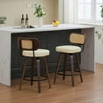 thumbnail image 6 of Kadyn Barstools, Countertop Bar Chairs, Bar Stools,Set of 2 Counter Height Bar Stools, 26 inch Rattan Counter Height Stools with Upholstered Seat(Walnut /Beige), 6 of 13