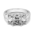 thumbnail image 2 of Oryn Jewelry 14K White Gold Plated Birthday Ring Band - 1.78 Ct Asscher Cut Moissanite Band for Women - Simple 3-Stone Anniversary Engagement Ring - 4 Prong Gift Band, 2 of 6