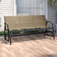 thumbnail image 2 of Dextrus 3-Person Outdoor Glider Bench, Patio Double Swing Rocking Chair Loveseat w/Powder Coated Steel Frame for Backyard Garden Porch, Brown, 2 of 10