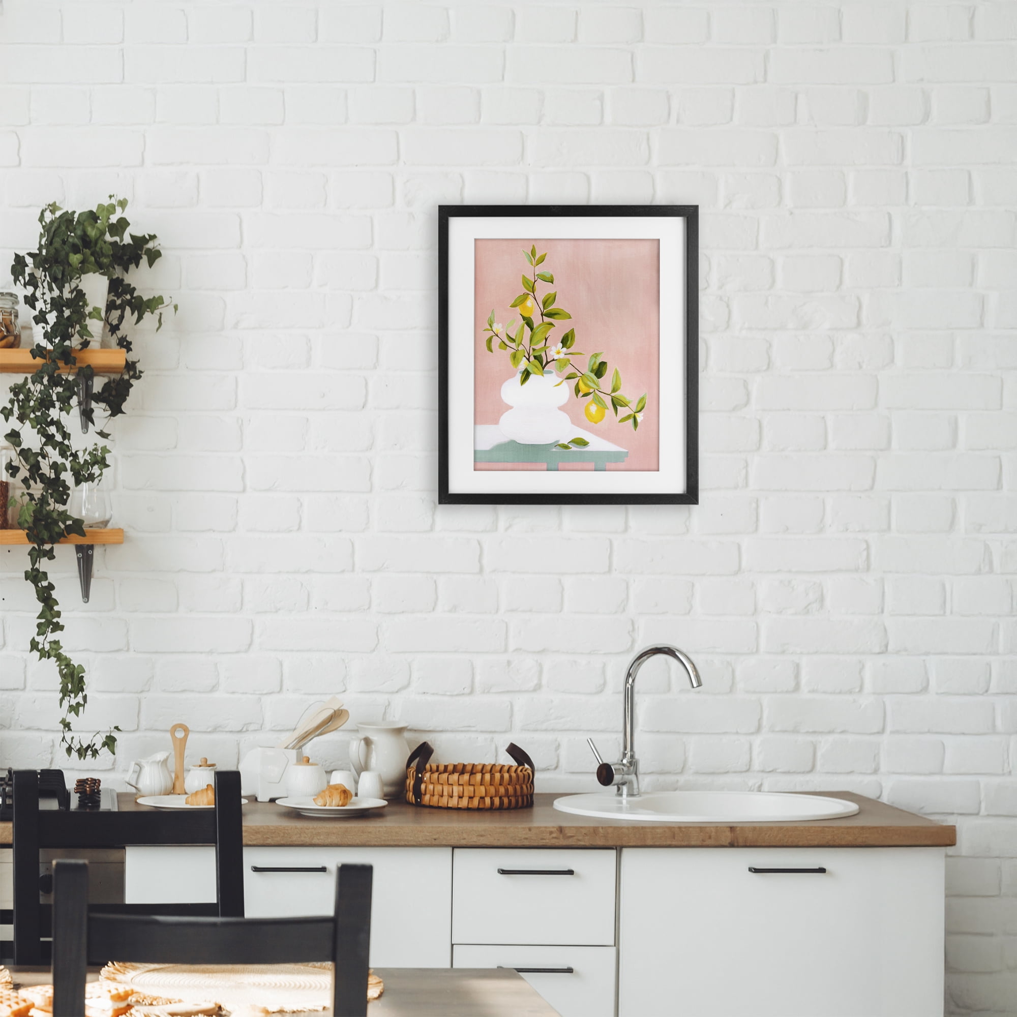 Stupell Industries Afternoon Limoncello Plant Black Framed Print Under Glass, design by Grace Popp