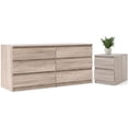 thumbnail image 1 of 6 Drawer Double Dresser and 2 Drawer Nightstand Set in Truffle, 1 of 13