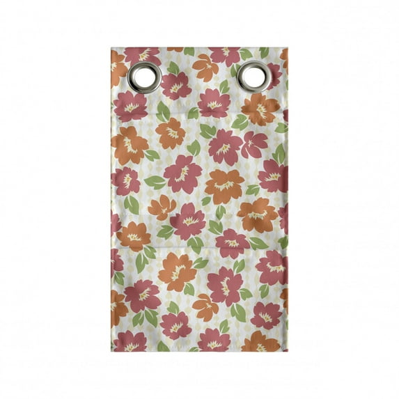Floral Hanging Pocket Organizer, Leaves and Flowers on an Ornate Background, Printed Polyester Storage Bag with Pockets, 9" x 16", Ivory Coral Salmon