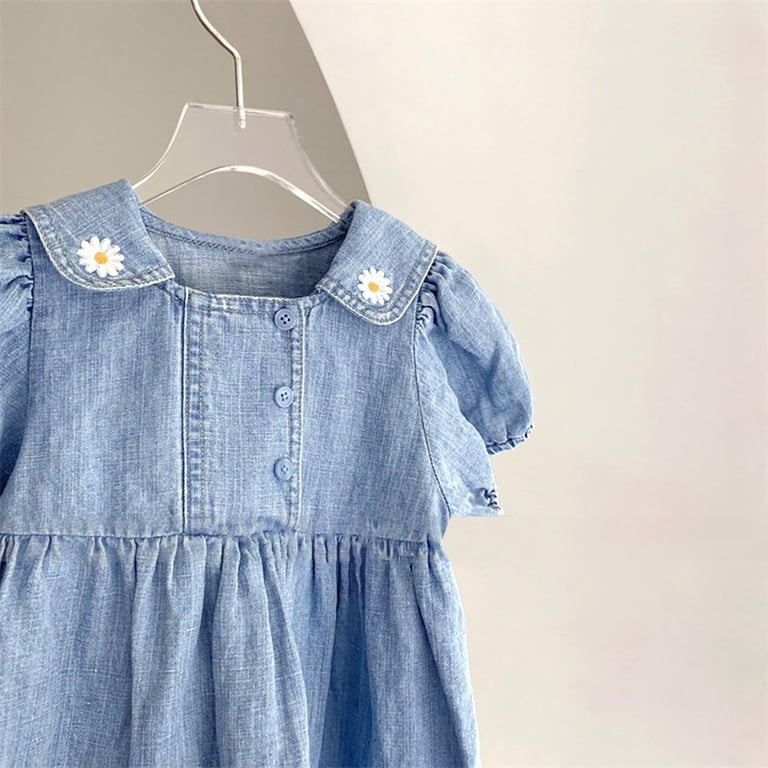 kids denim dress Girl's Button Up Tiered Denim Dress main image 1