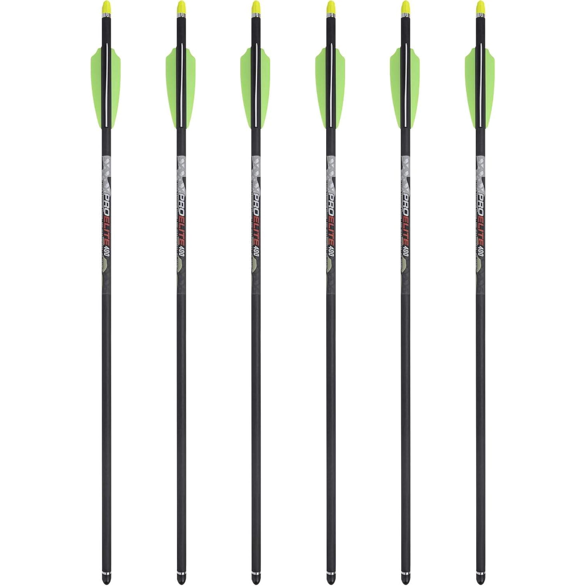 Pro Elite 400 Carbon Crossbow Arrows - 20 Inch Pack of 6 with Alpha-Nock and Aluminum Bushing