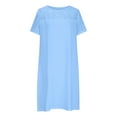 thumbnail image 6 of Ayolanni Blue Womens Dresses Plus Size Spring Knee-Length Cotton Linen Solid Short Sleeve Dresses Ladies Dresses 2x, 6 of 6