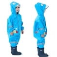 thumbnail image 7 of Bobifish LIttle Boys Girls One Piece Rain Suit Hooded Cartoon Patch Snap Front Reflective Strip Elastic Cuff Full Body Waterproof Boys Girls Rain Wear, 7 of 7