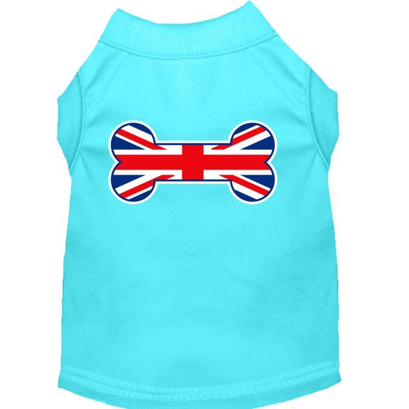 Pet Dog Cat Shirt Screen Printed, "Bone Shaped United Kingdom Flag"