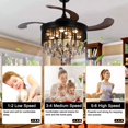 thumbnail image 4 of AFANQI 42" Invisible Ceiling Fan Light Crystal Chandelier Remote 3 Speed 3-Color LED, 4 of 10