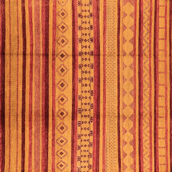 Ahgly Company Indoor Square Oriental Orange Industrial Area Rugs, 6' Square