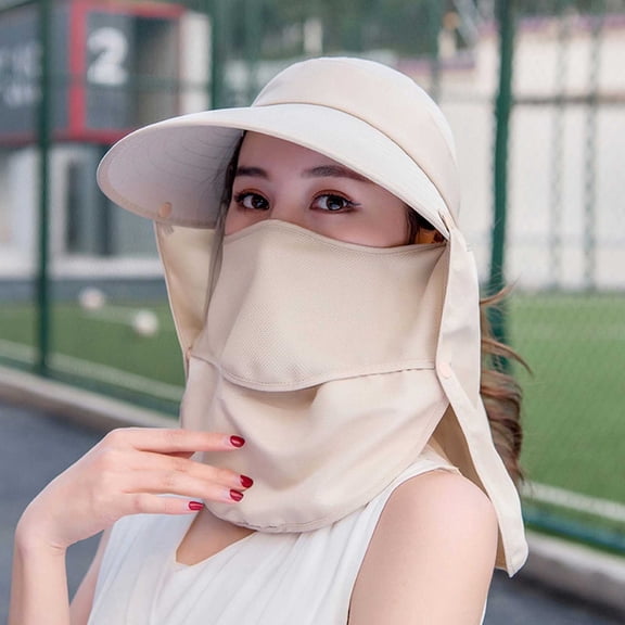 Wuxian Women'S Summer Sun Hat Solid Color Adjustable Strap Large Wide Brim Beach Caps Foldable Cover Neck Flap Soft Top Travel Outdoor Vacation Uv Protection Hiking Fishing Hat,Beige,One Size
