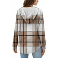 thumbnail image 5 of Stichou Womens Plaid Hoodies Pullover Sweaters Henley Tunic Tops for Women Loose Fit Dressy Oversized Sweatshirt with Buttons Khaki L, 5 of 5