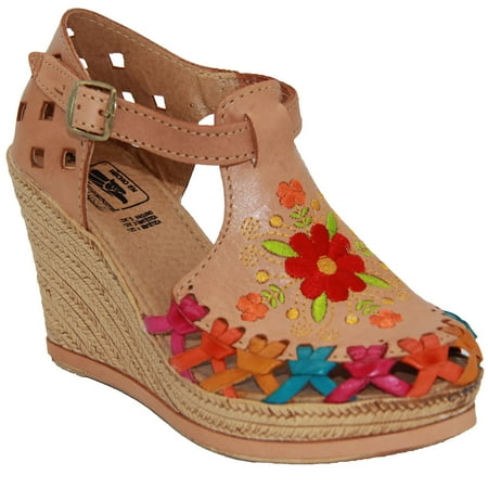 

The Western Shops Womens Leather Mexican Huarache Sandal Wedge Platform Sandals