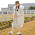 thumbnail image 6 of Girls Winter Jacket Thick Hooded Coats Warm Long Windproof Parka Coat Puffer Coat Padded Overcoat Outerwear Fleece Lined Kids Padded Jacket for Girls & Boys Autumn, Winter Clothes White 5-6Years, 6 of 7