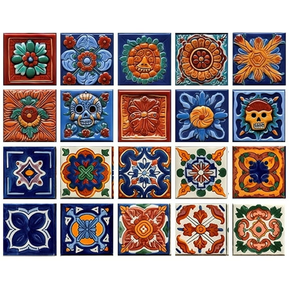 Luolandi 20pcs Mexican Tile Stickers Easy Application For Walls Furniture And More