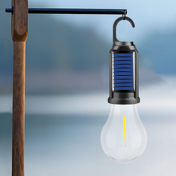 JilgTeok 1 Packs Solar Outdoor Warm Light Bulb Type Lighting Rechargeable Camping Light LED Ambient Camping Bulb Lights for Hiking Backpacking Emergency Outage