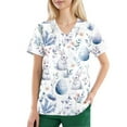 thumbnail image 4 of BDPORKAS Women Easter Scrubs Top Short Sleeve V Neck Workwear Blouse T-Shirt with Pockets Bunny Egg Hunt Print Easter Scrubs Tops, 4 of 5