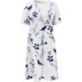 thumbnail image 5 of Robes de Printemps pour Femmes Décontractées Manches 3/4 Longue Robe Évasée Basique Plage Vacances Travail Maxi Robe 2025, 5 of 5