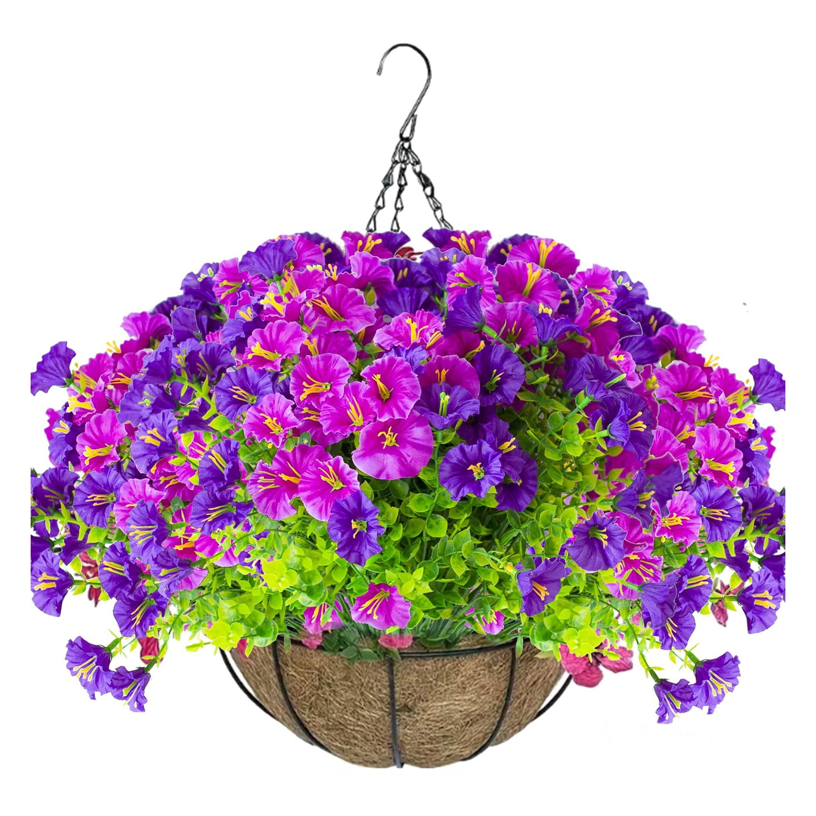 OIUR Faux Petunia Flowers Bunch Outdoor Artificial Flowers Realistic UV Resistant Fake Flowers for Porch Patio Window Box Hanging Basket