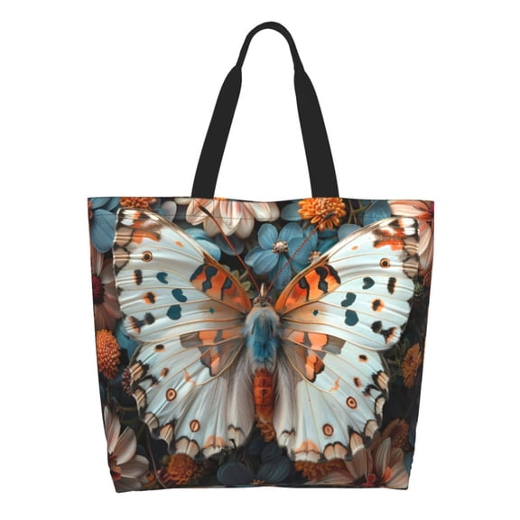 Naloa Butterfly and Bloom Beauty Tote Bag for Women Large Capacity Shoulder Bag for College Work Travel Shopping