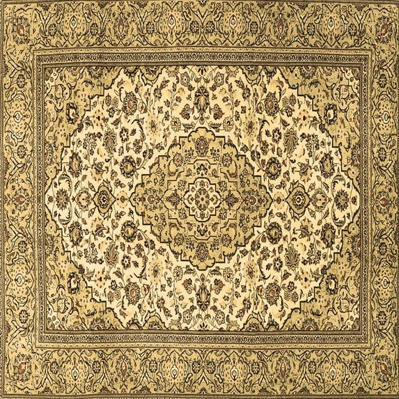 Ahgly Company Indoor Square Medallion Brown Traditional Area Rugs, 4' Square