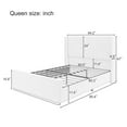 thumbnail image 4 of Corduroy Upholstered Bed Frame with Vertical Stripe Wingback Headboard and High Footboard, 130L Storage Ottoman, Queen Size, Light Grey, 4 of 15
