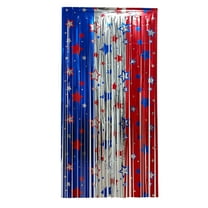 geerera 2 Pcs Red White and Blue Tinsel Foil Fringe Curtains, 4th of July Decorations, Tinsel Party Streamers Backdrop for Patriotic, Memorial Day, Independence Day Party Decorations ,39x79 inch