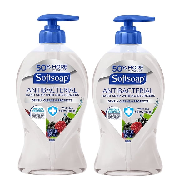 Softsoap Antibacterial Liquid Hand Soap, White Tea and Berry Fusion, 11.25 fl oz, 2 Pack