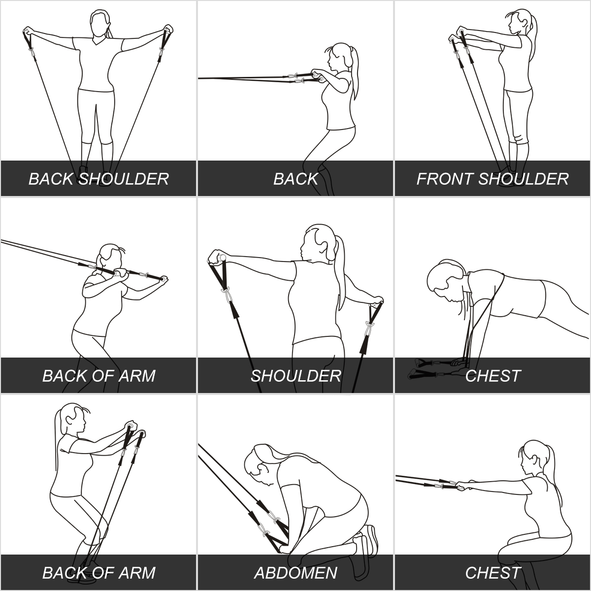 Clispeed 11PCS Resistance Bands Set Stackable Workout Fitness ...