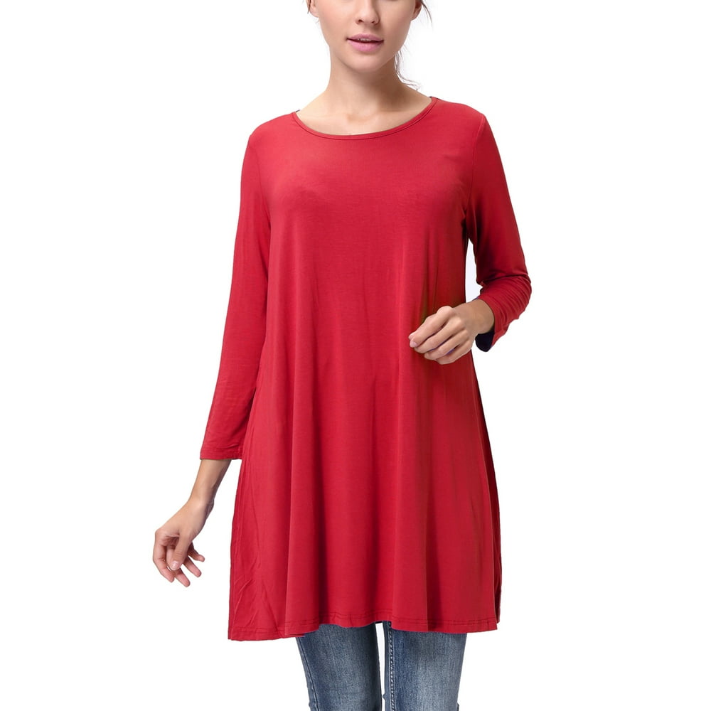 SAYFUT - SAYFUT Basic 3/4 Sleeve Long Tunic Tops for Women Plus 