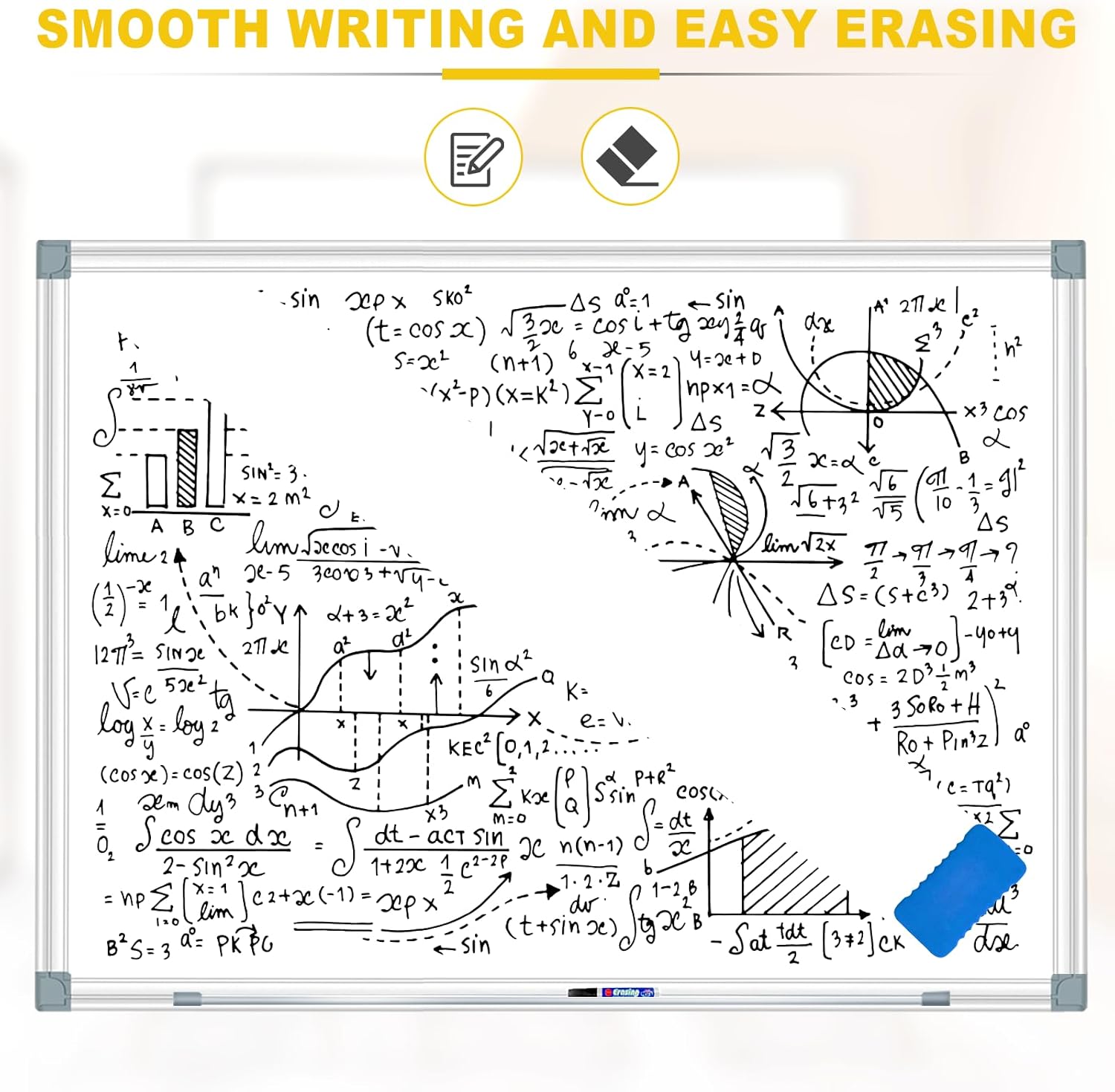 H-Qprobd Dry Erase Board 48 X 36 Inch, 4' X 3' Wall-Mounted White Board with Marker Tray, Presentation Board for Home Office Classroom