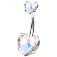 thumbnail image 1 of OUFER 14G Surgical Steel Purple Faceted Heart Cubic Zirconia Navel Rings Body Piercing Jewelry, 1 of 7