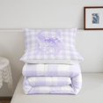 thumbnail image 5 of Manfei Purple Abstract Gingham Pattern Twin Comforter Sets,Ribbon Bow Monogrammed S Bedding Set,Reversible,2-Piece,1 Comforter and 1 Pillowcase, 5 of 7