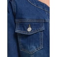 thumbnail image 5 of Women's Denim Jacket Collarless 2026 Cardigan Long Sleeve Jean Jackets L Dark Blue, 5 of 6