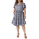 thumbnail image 2 of Vestidos Boho de Talla Grande para Mujeres Agnes Orinda, Con Cuello en V, Manga Corta con Volantes, Verano, Playa, Fluidos, Midi, 3X, Azul, 2 of 5