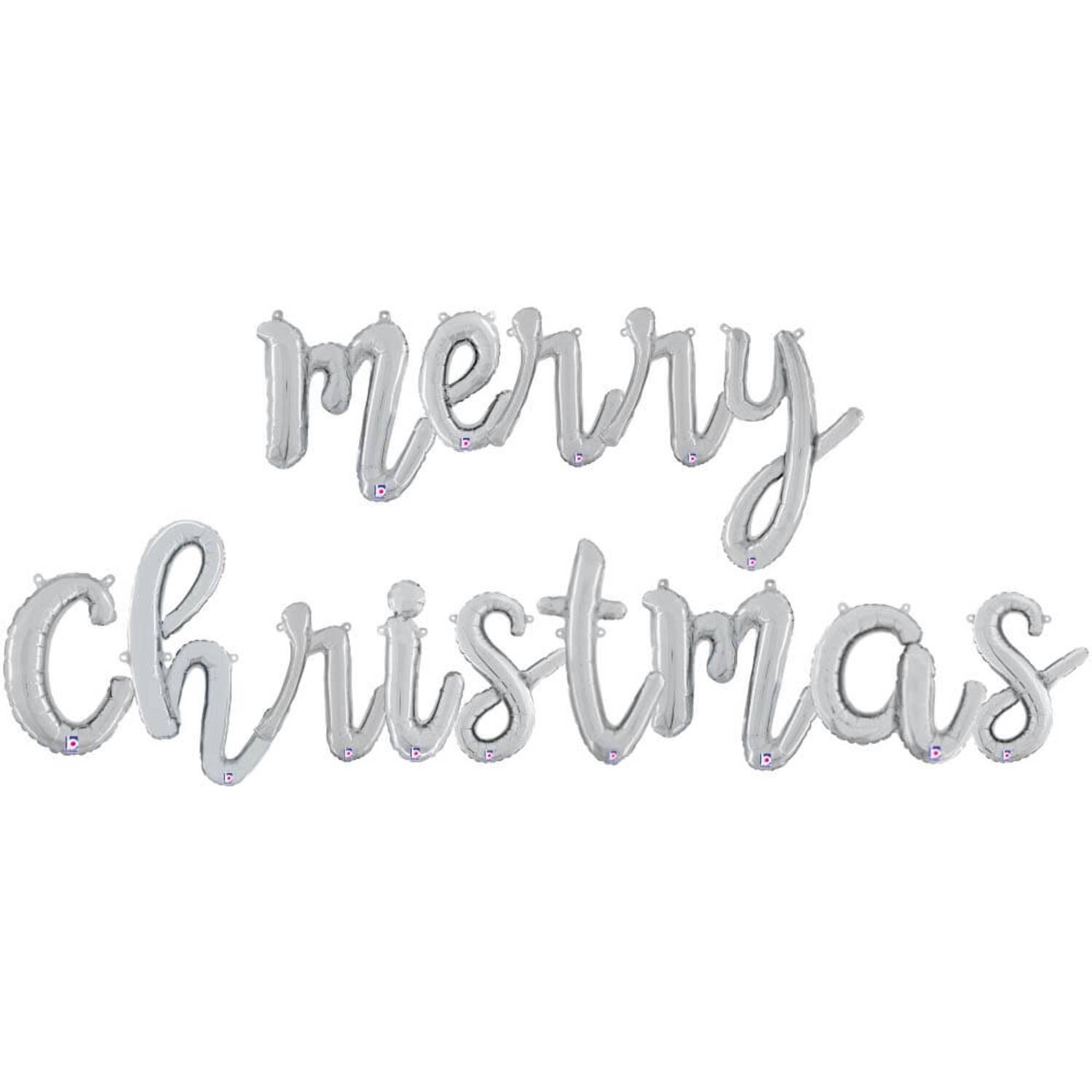 Merry Christmas - Betallic Script Letters Kit (Air-Fill Only) Foil Mylar Balloon - Party Supplies Decorations